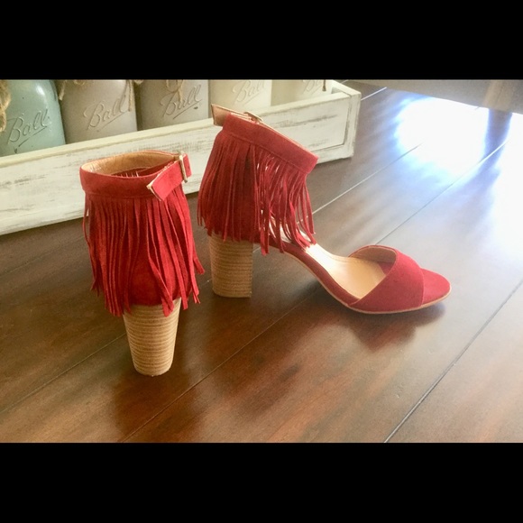 Red Fringed Sandals - Picture 4 of 8